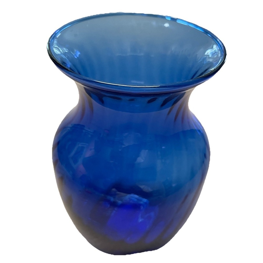 Vintage Indiana‎ Glass Illusions – Cobalt Blue Swirl Vase – 8" Tall – Preowned